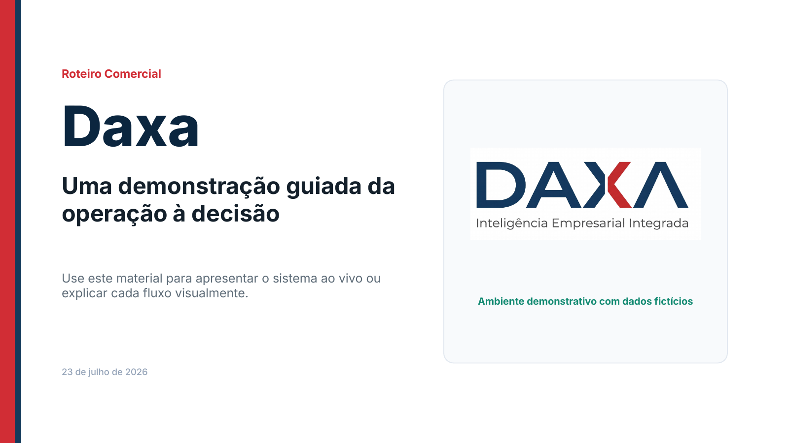 Capa da apresentação comercial da DAXA